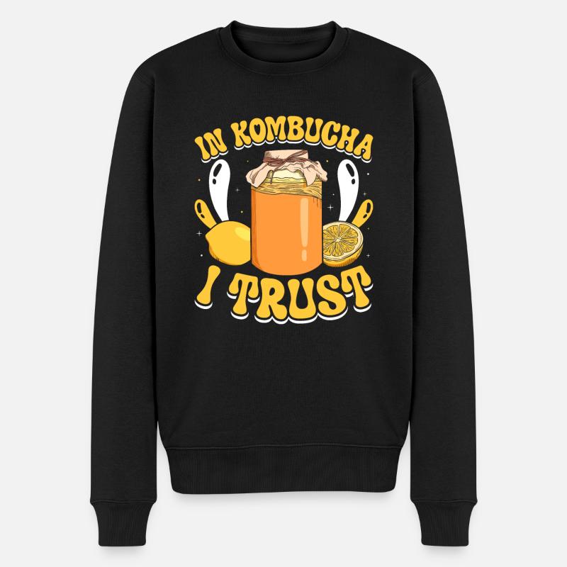 Kombucha Scoby fermented drinks - Männer Premium Bio Pullover - Schwarz
