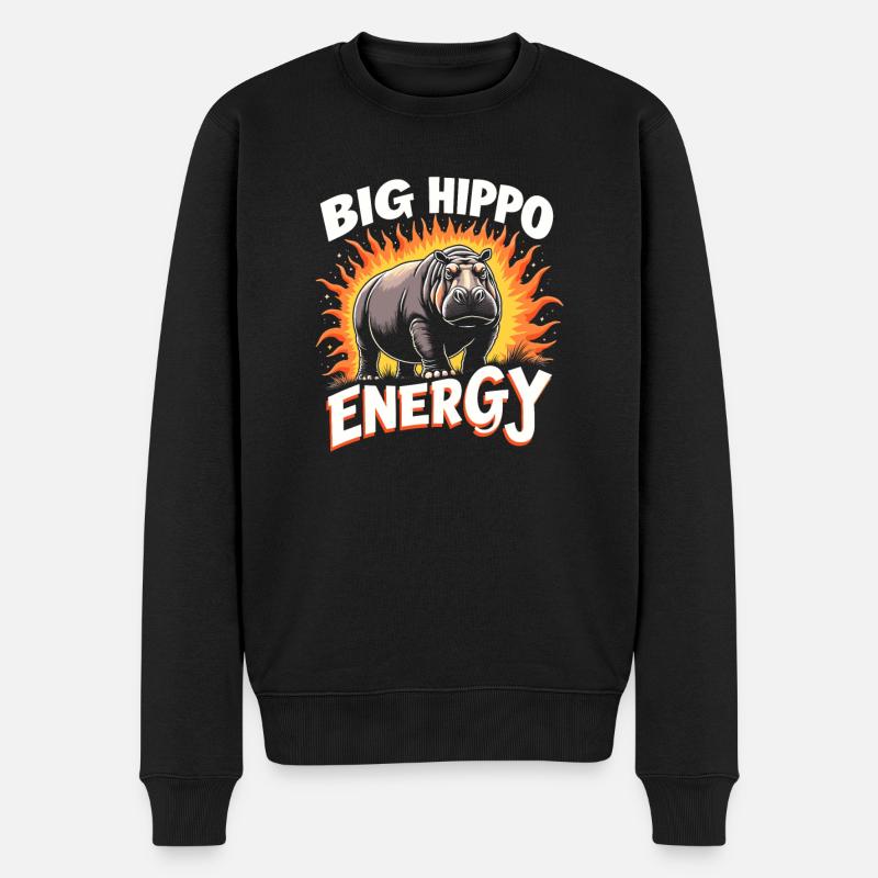 Humour hippopotame, citations sarcastiques, drôle - Pull Premium bio Homme - noir
