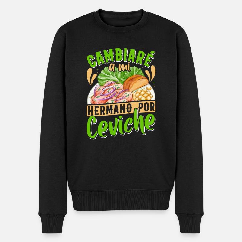 Seafood Peruvian Ceviche - Männer Premium Bio Pullover - Schwarz