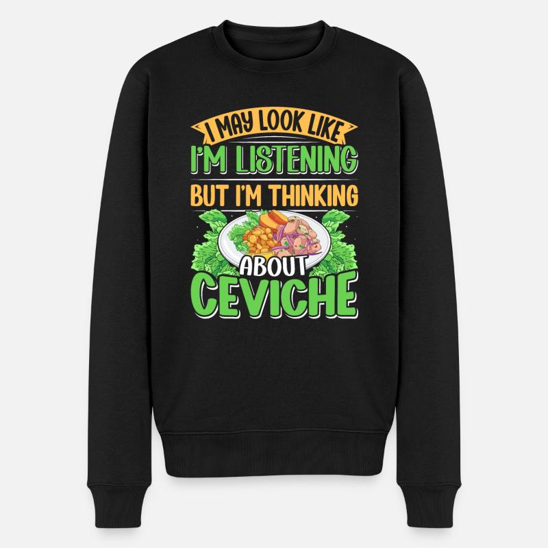 Seafood Peruvian Ceviche - Männer Premium Bio Pullover - Schwarz
