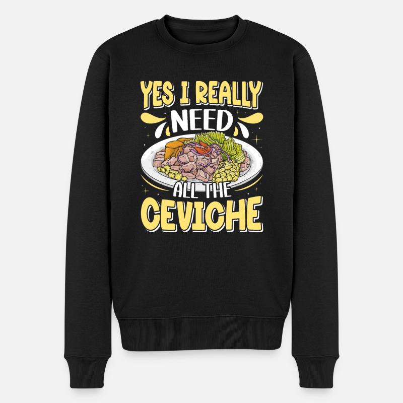 Seafood Peruvian Ceviche - Männer Premium Bio Pullover - Schwarz