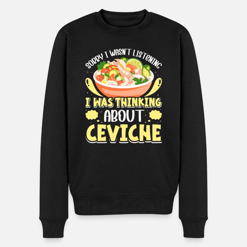 Seafood Peruvian Ceviche - Männer Premium Bio Pullover - Schwarz
