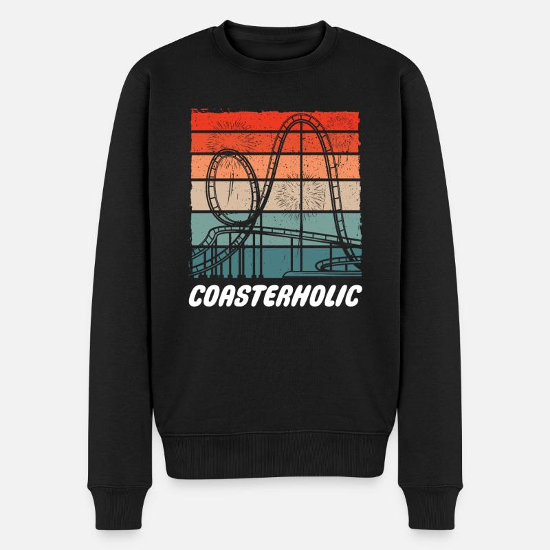 Coasterholic, Freizeitpark, Rummelplatz Achterbahn - Männer Premium Bio Pullover - Schwarz