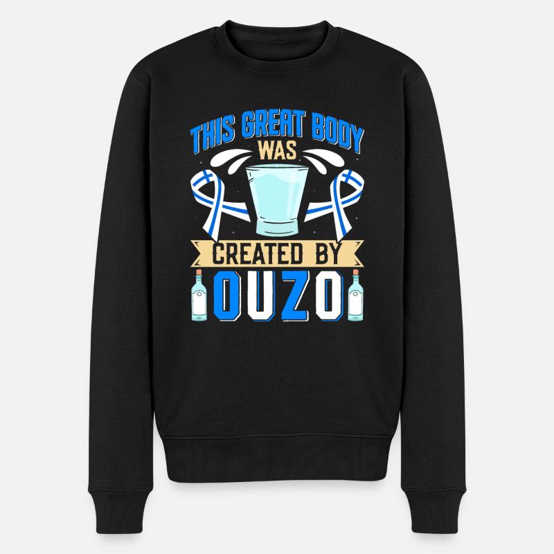 Griechenland Ouzo - Männer Premium Bio Pullover - Schwarz