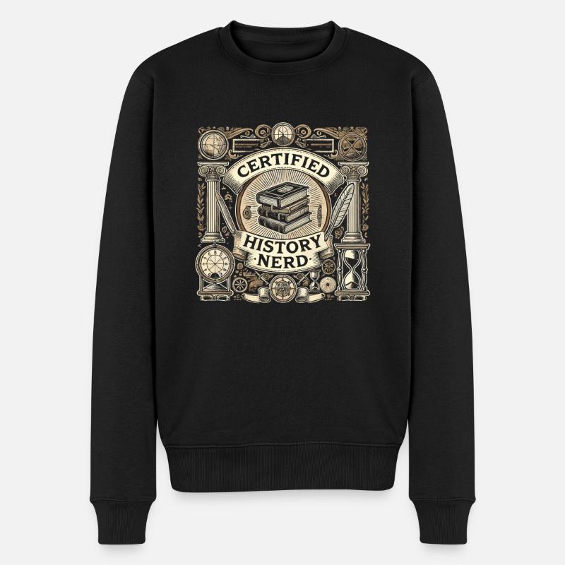 Zertifizierter Geschichts-Nerd - Männer Premium Bio Pullover - Schwarz