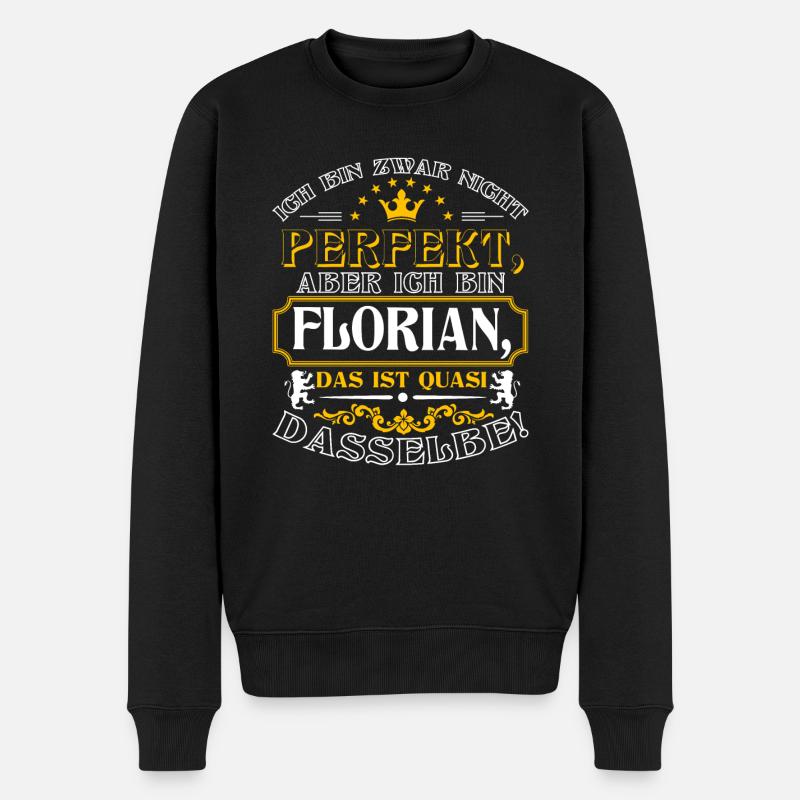 Drôle de FLORIAN pour sa fête avec le prénom - Pull Premium bio Homme - noir
