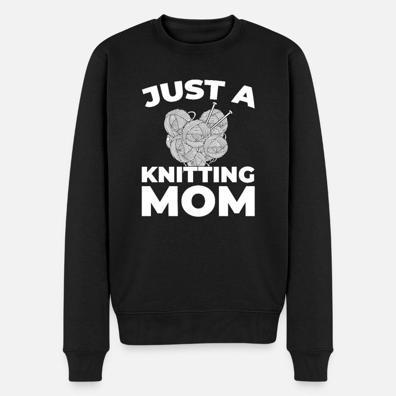Stricken Just A Knitting Mom - Männer Premium Bio Pullover - Schwarz