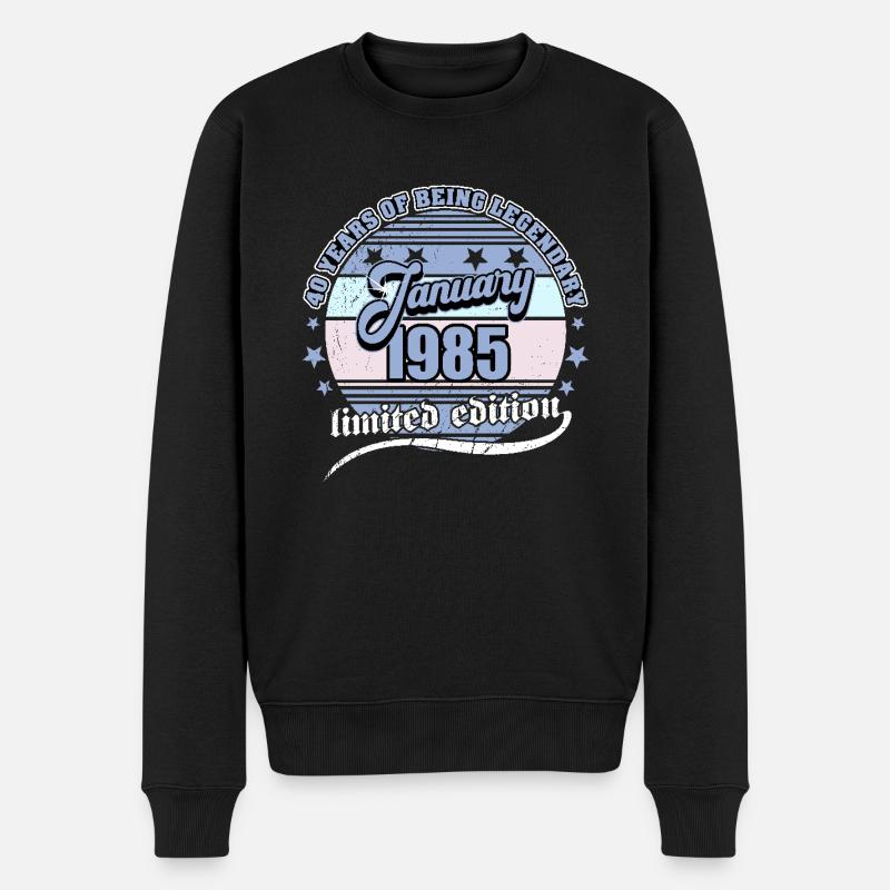 40e anniversaire Janvier 1985 Né 40 ans - Pull Premium bio Homme - noir