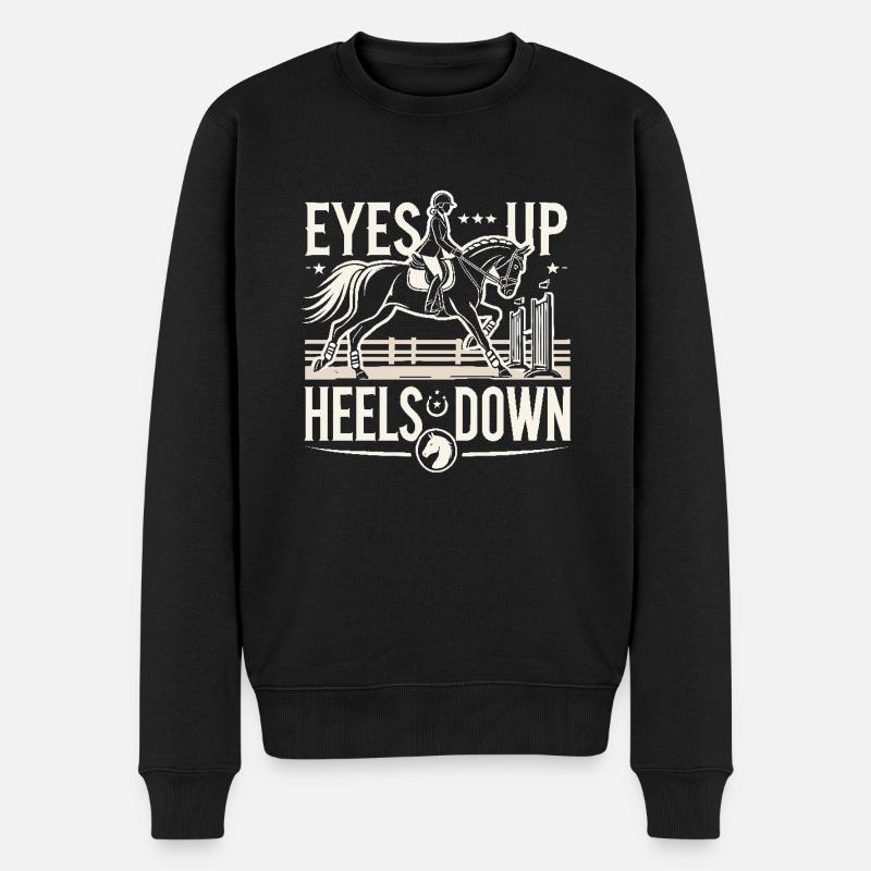 Augen hoch, Fersen runter - Männer Premium Bio Pullover - Schwarz