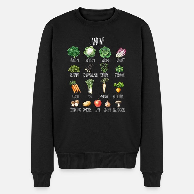 Januar Saisonales Gemüse und Obst Collage - Männer Premium Bio Pullover - Schwarz