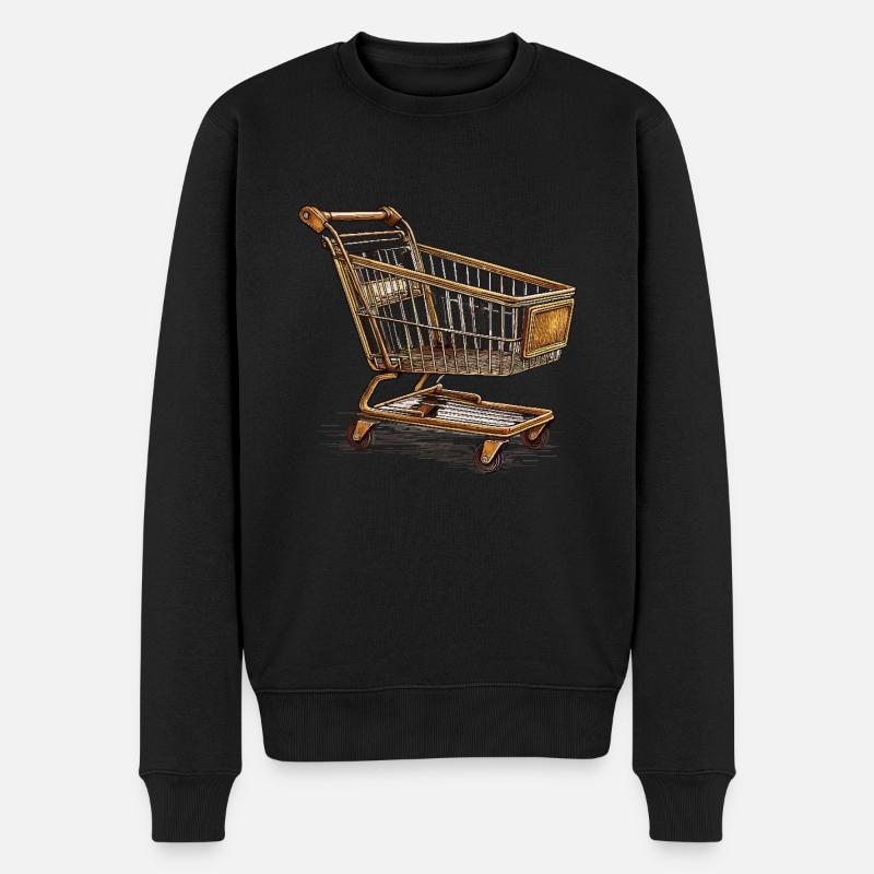 EINKAUFSWAGEN - Männer Premium Bio Pullover - Schwarz