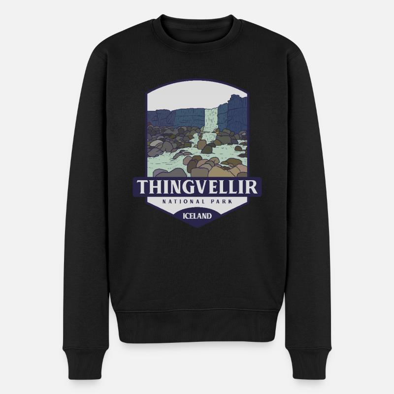 Thingvellir-Nationalpark - Island - Männer Premium Bio Pullover - Schwarz