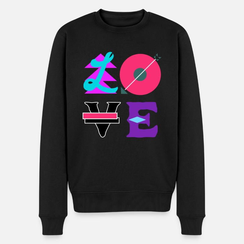 Schöne Liebe Bunte Schrift Typografie Pfeil - Männer Premium Bio Pullover - Schwarz