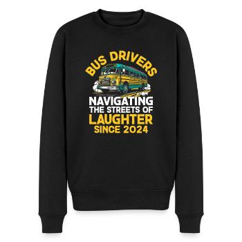 Chauffeurs d’autobus naviguant dans les rues du rire - Pull Premium bio Homme - noir - Devant - Nico (187cm)