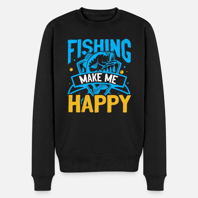 La pêche me rend heureux - Pull Premium bio Homme - noir