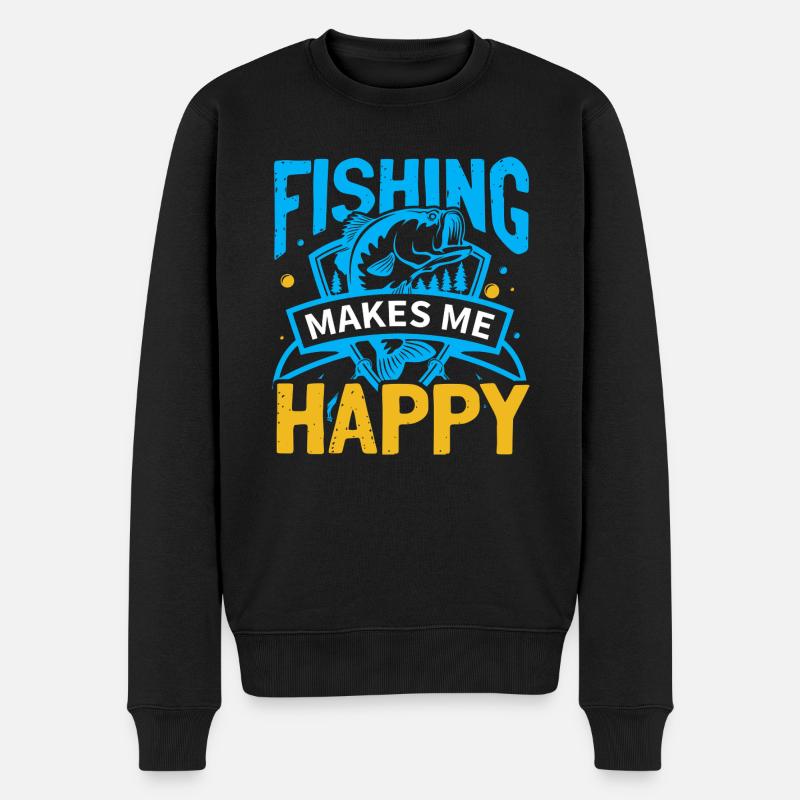 La pêche me rend heureux - Pull Premium bio Homme - noir