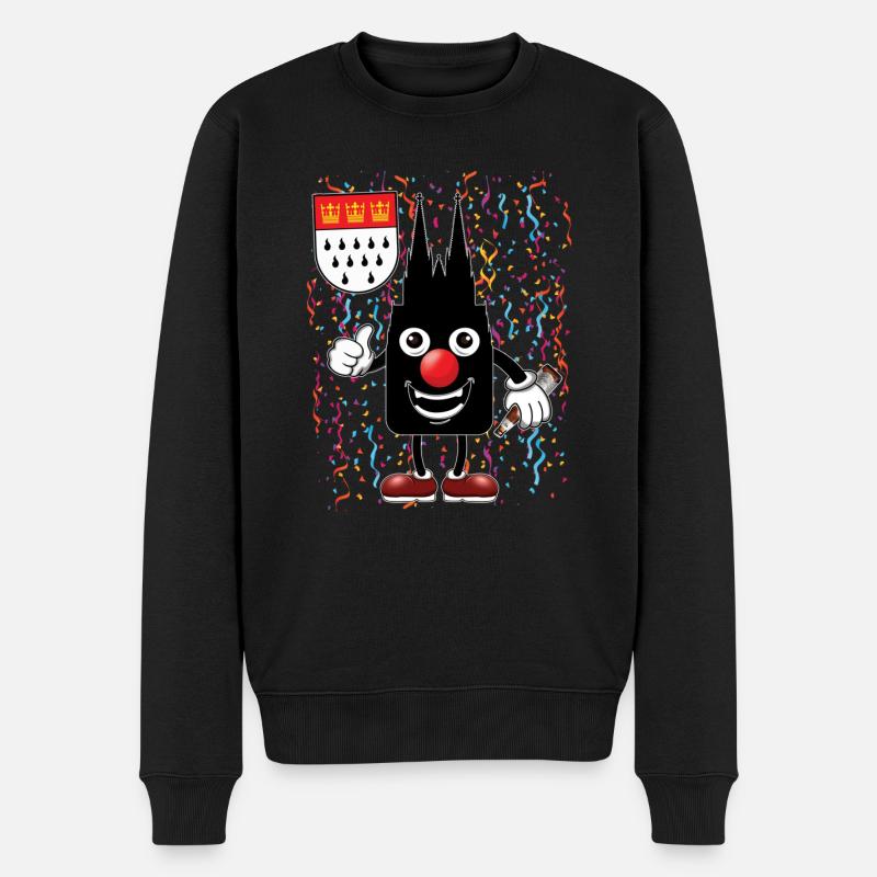 Fasching Köln Karneval Maske Konfetti Kölner Dom - Männer Premium Bio Pullover - Schwarz
