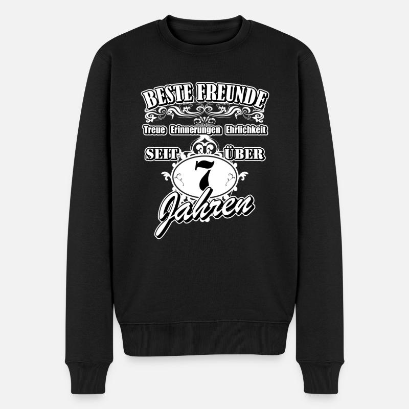 Beste Freunde Spruch-Motiv seit 7 Jahren Freund - Männer Premium Bio Pullover - Schwarz