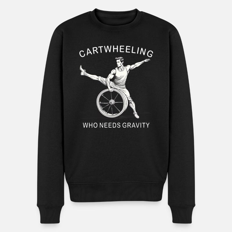 CARTWHEELING WHO NEEDS GRAVITY - Männer Premium Bio Pullover - Schwarz
