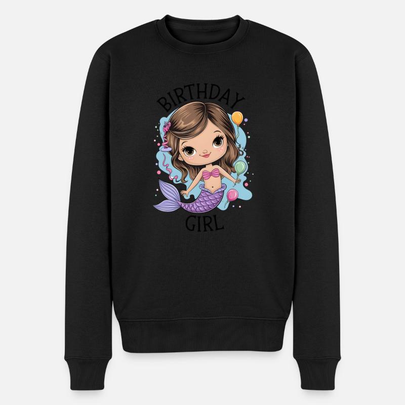 Anniversaire Fille Sirène - Pull Premium bio Homme - noir