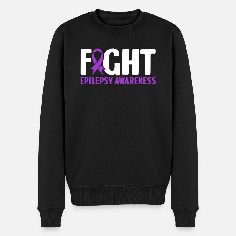 Bekämpfen Sie Störungen des Nervensystems Purple Ribbon - Männer Premium Bio Pullover - Schwarz