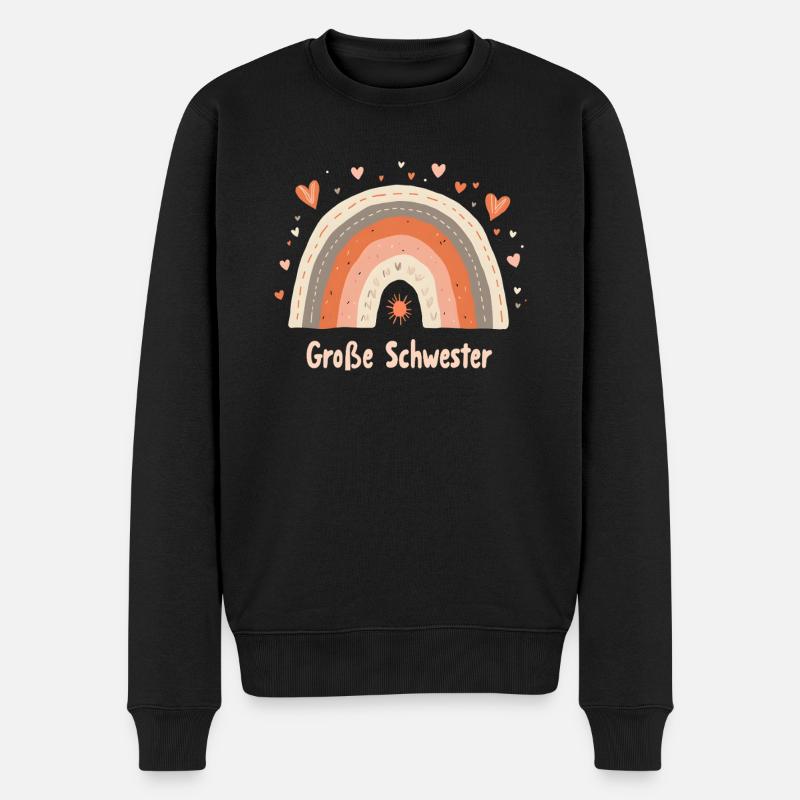 Große Schwester Regenbogen Boho - Männer Premium Bio Pullover - Schwarz