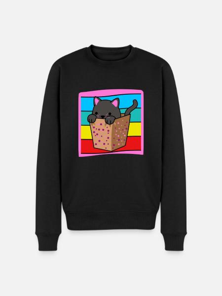 Cat in a box - Men's Premium Organic Jumper - black