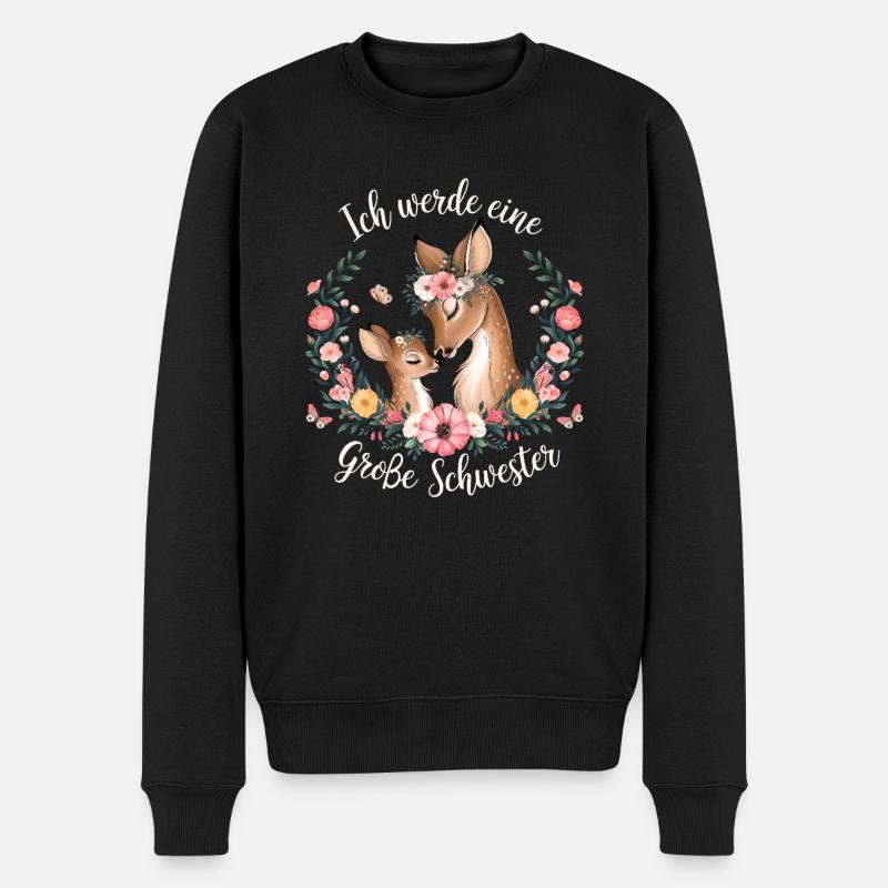 Ich werde eine große Schwester Reh Rehe - Männer Premium Bio Pullover - Schwarz