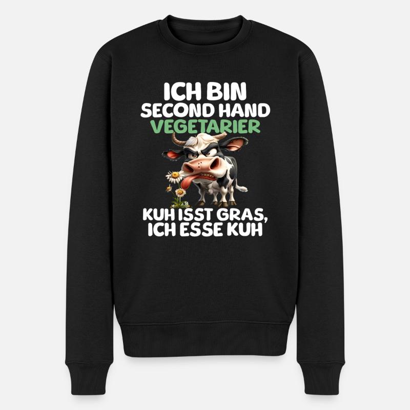 Second Hand Vegetarier - Männer Premium Bio Pullover - Schwarz