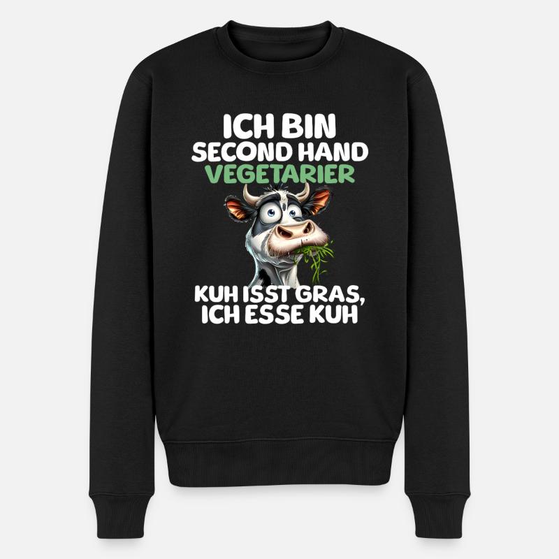 Second Hand Vegetarier - Männer Premium Bio Pullover - Schwarz