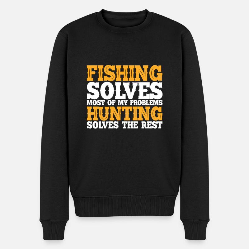 Fishing Solves Problems - Men's Premium Organic Jumper - black