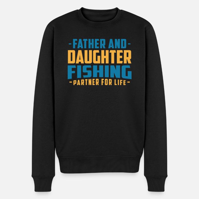 Father And Daughter Fishing - Männer Premium Bio Pullover - Schwarz