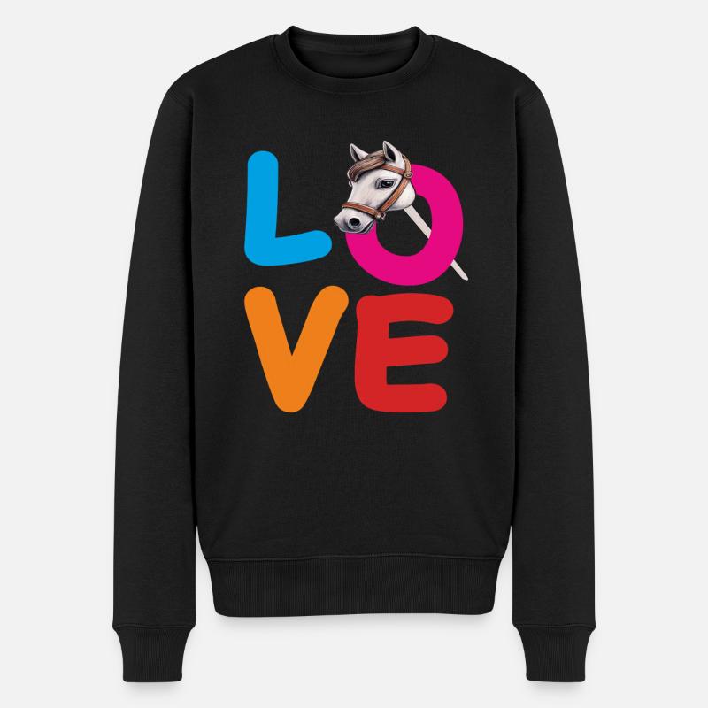 LOVE STECKENPFERD - Männer Premium Bio Pullover - Schwarz