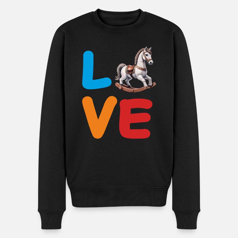 LOVE SCHAUKELPFERD - Männer Premium Bio Pullover - Schwarz