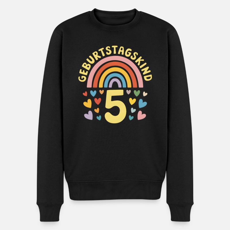 5ème anniversaire fille arc-en-ciel - Pull Premium bio Homme - noir
