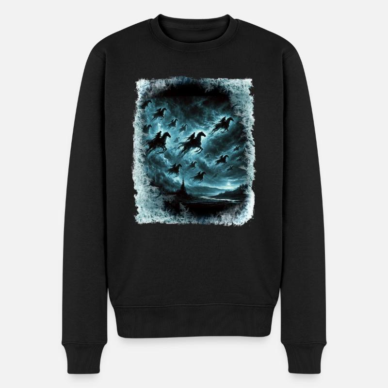 Wilde Jagd durchquert den Himmel - Männer Premium Bio Pullover - Schwarz