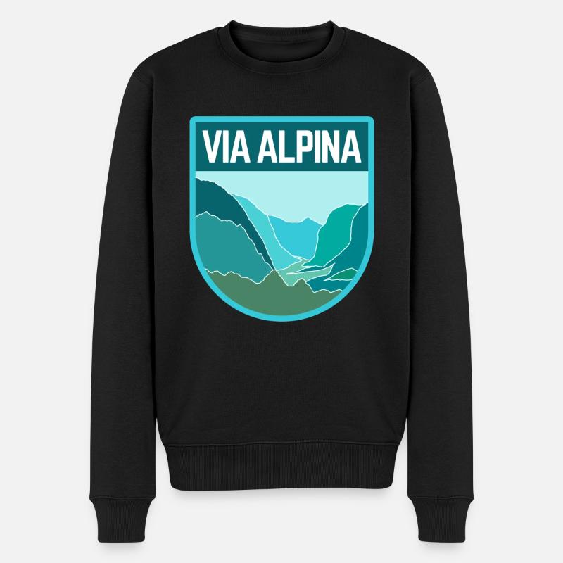 Via Alpina - Männer Premium Bio Pullover - Schwarz