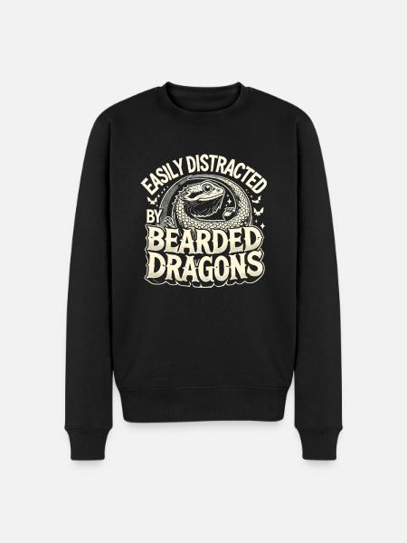 Leicht ablenkbar durch Drachen - Männer Premium Bio Pullover - Schwarz