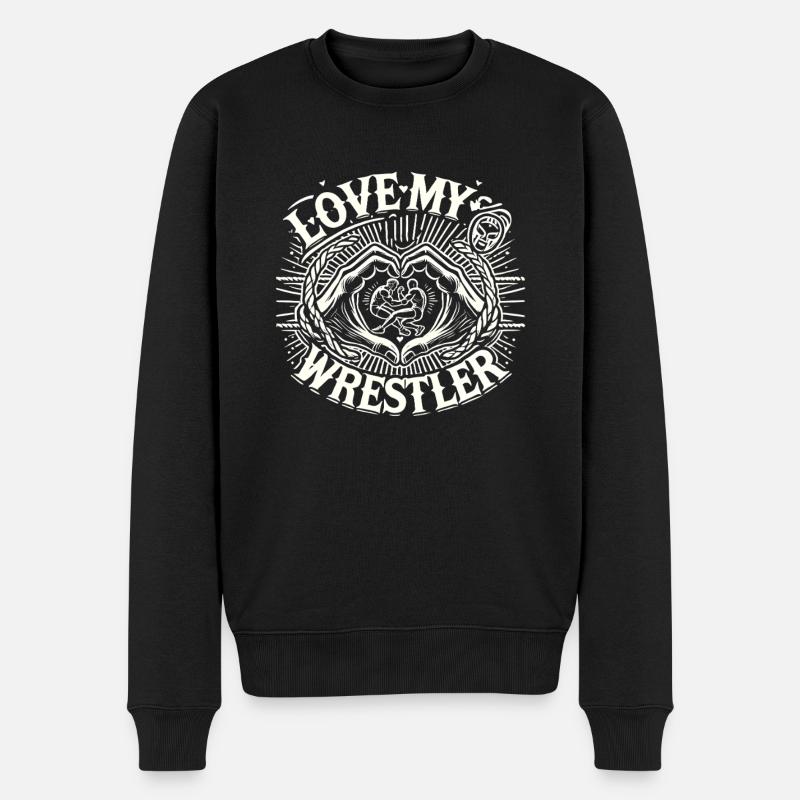 Liebe meinen Ringer - Männer Premium Bio Pullover - Schwarz
