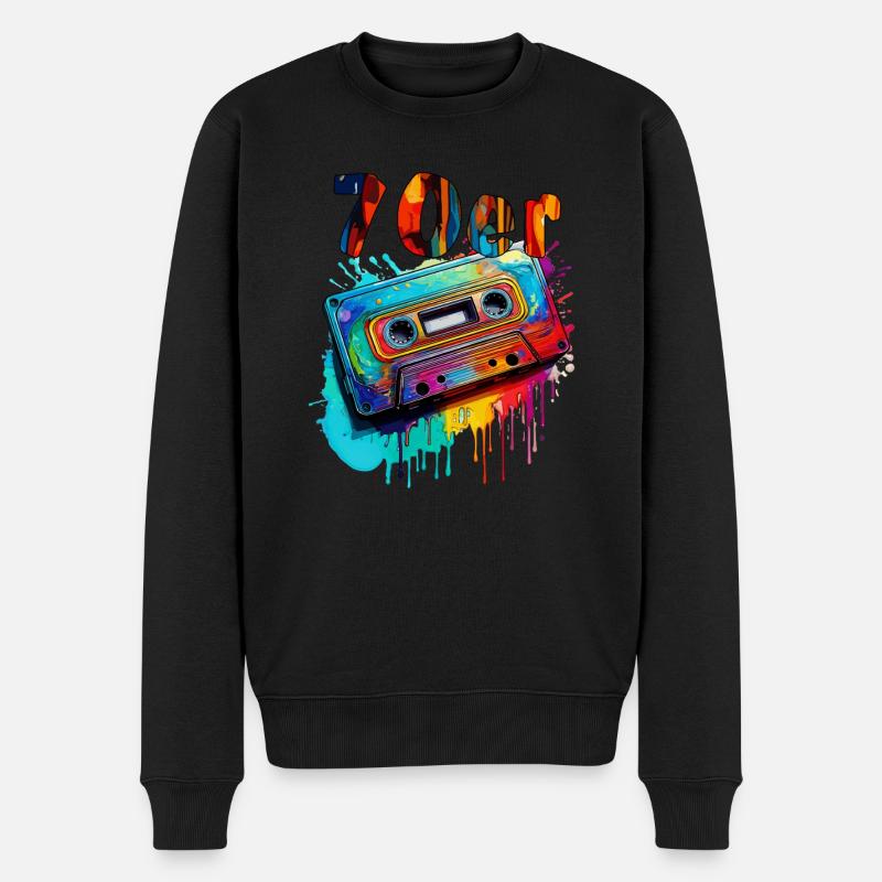 CASSETTE DE MUSIQUE années 70 - Pull Premium bio Homme - noir