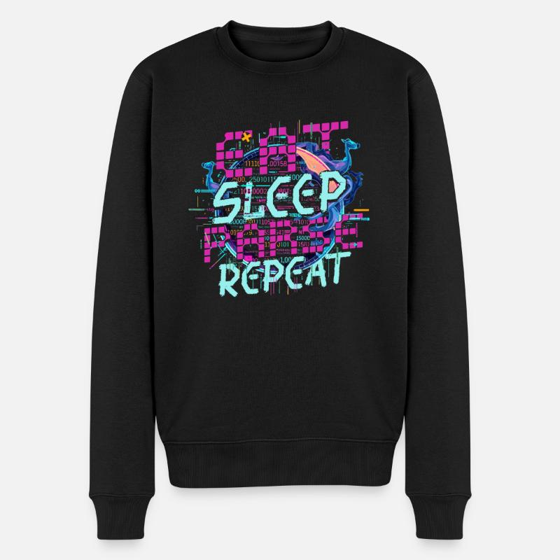 Computerlinguist Eat Sleep Parse Repeat - Männer Premium Bio Pullover - Schwarz