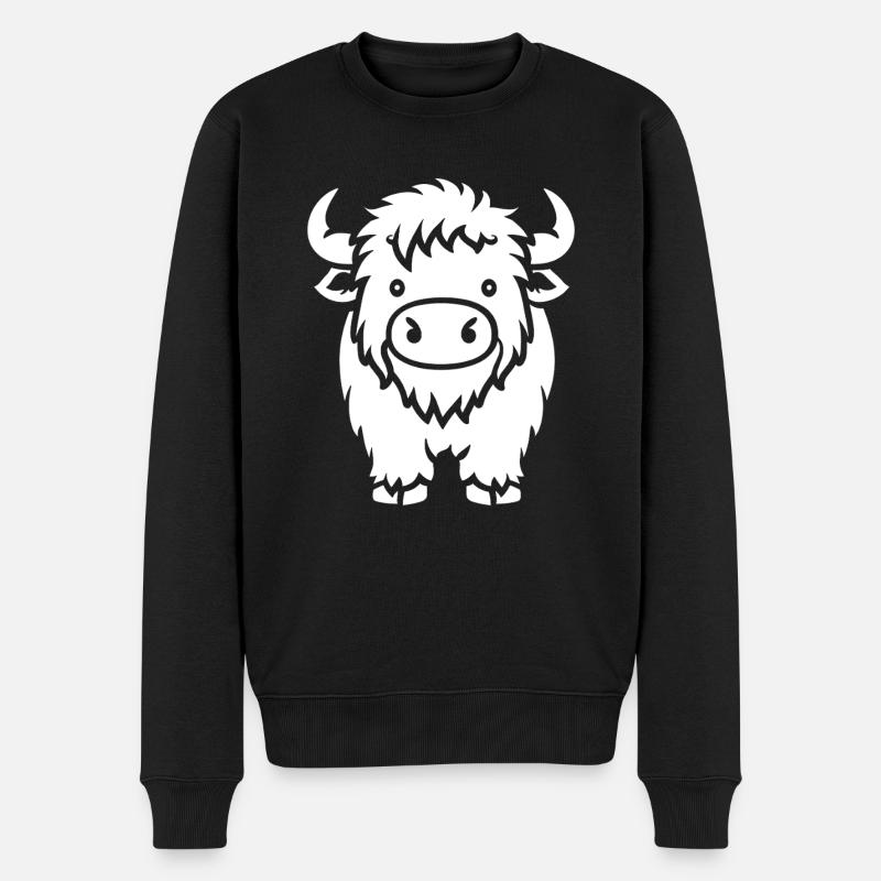 Büffel - Männer Premium Bio Pullover - Schwarz