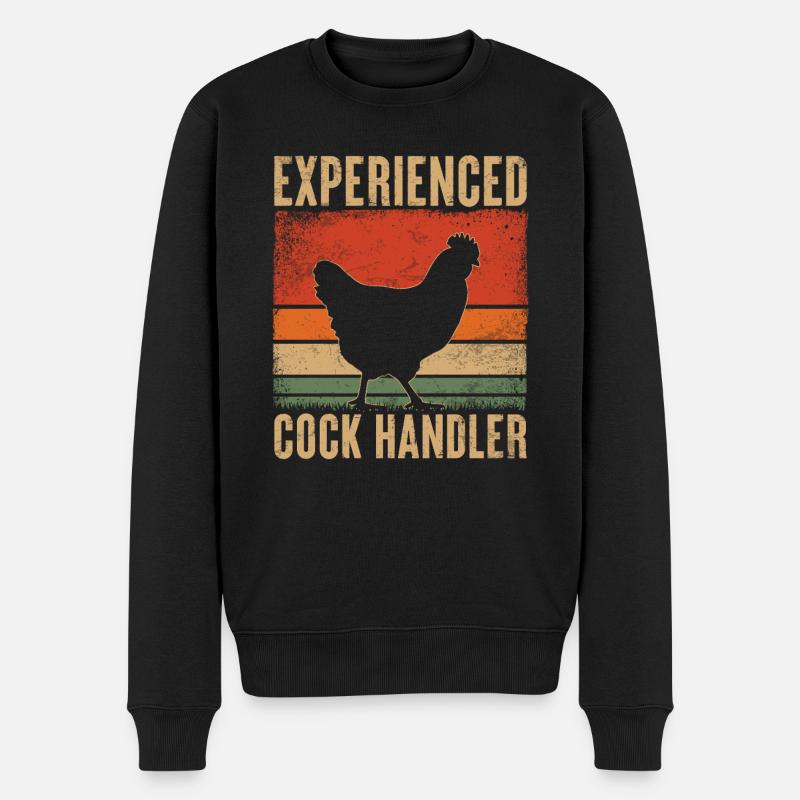 Hühnerflüsterer Retro Stil - Männer Premium Bio Pullover - Schwarz