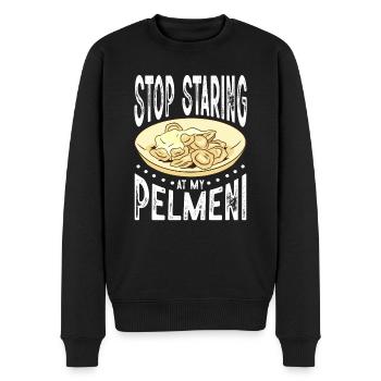 Arrête de regarder mon pelmeni - Pull Premium bio Homme - noir - Devant - Nico (187cm)