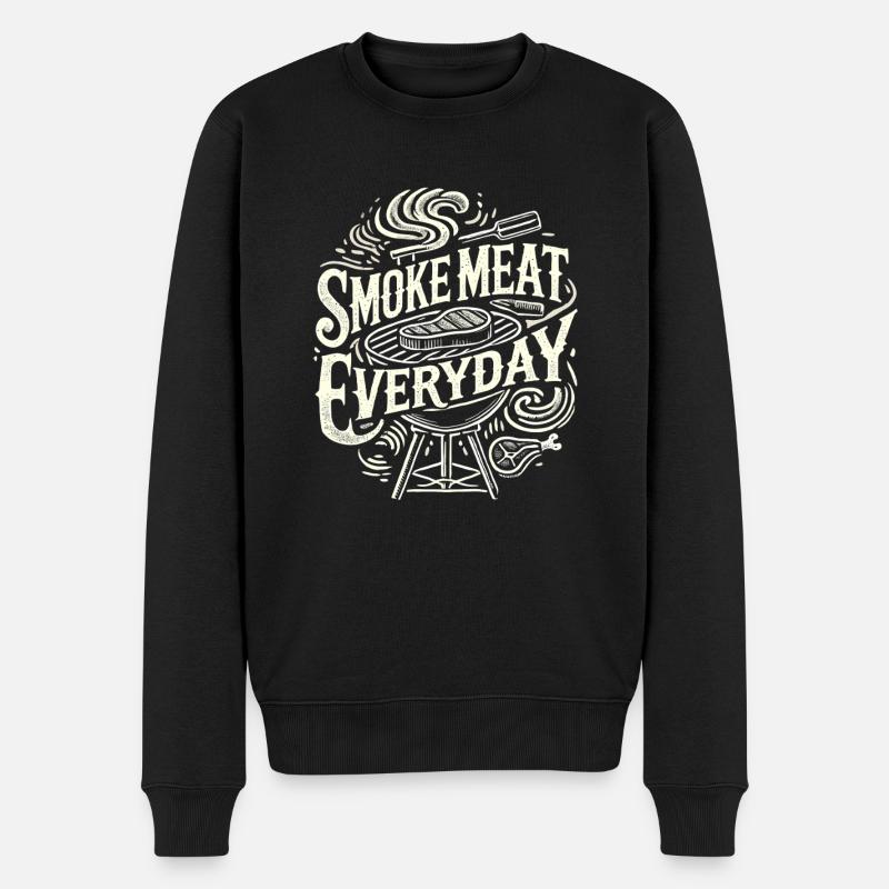Täglich Fleisch räuchern - Männer Premium Bio Pullover - Schwarz