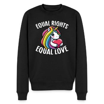 Gleiche Rechte Gleiche Liebe Regenbogen Einhorn - Männer Premium Bio Pullover - Schwarz - Vorne - Nico (187cm)