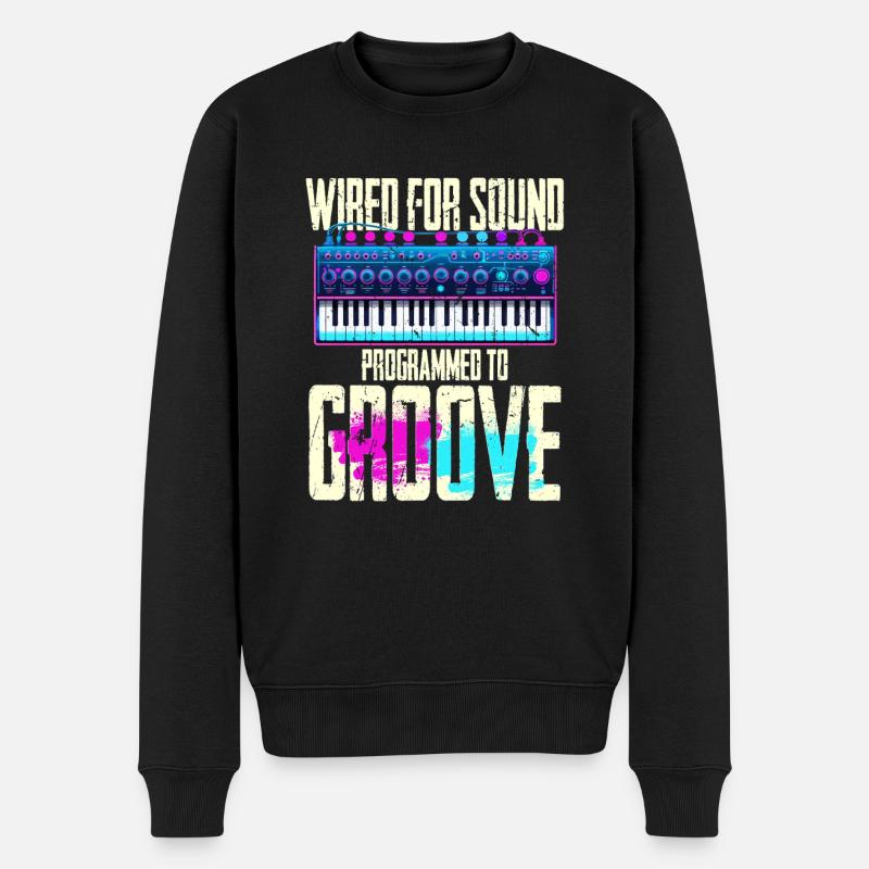 Synthesizer Synth Kick Drum Wired For Sound - Männer Premium Bio Pullover - Schwarz