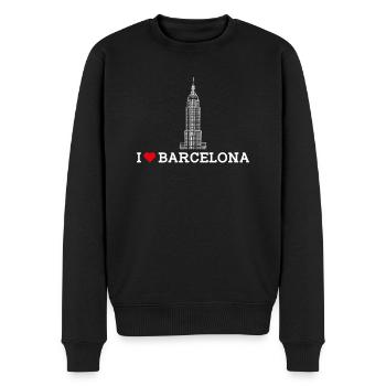 I love Barcelona Herz Flagge Spanien Liebhaber Empire - Männer Premium Bio Pullover - Schwarz - Vorne - Nico (187cm)