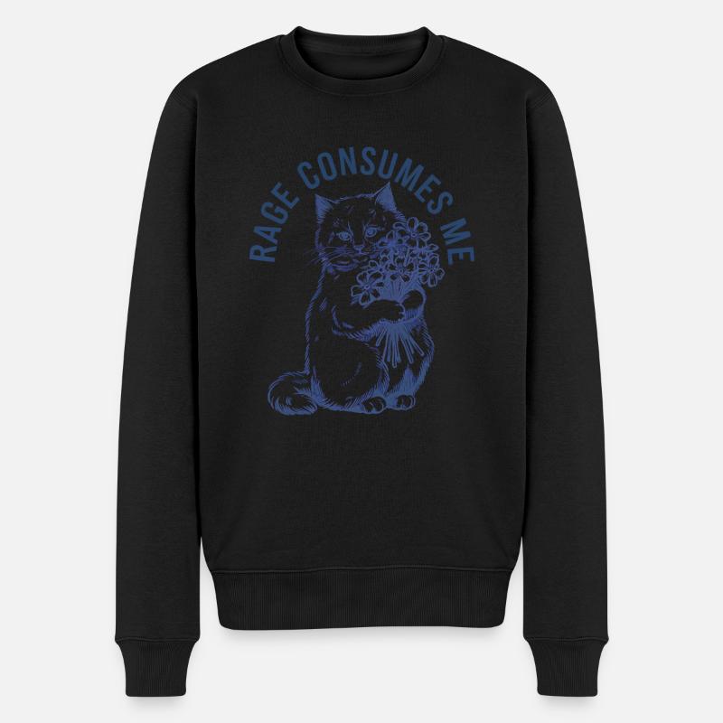 Rage Consumes Me Cat - Männer Premium Bio Pullover - Schwarz