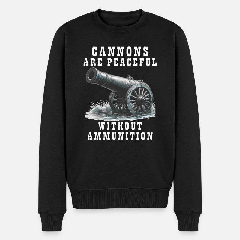 CANNONS ARE PEACEFUL WITHOUT AMMUNITION - Männer Premium Bio Pullover - Schwarz